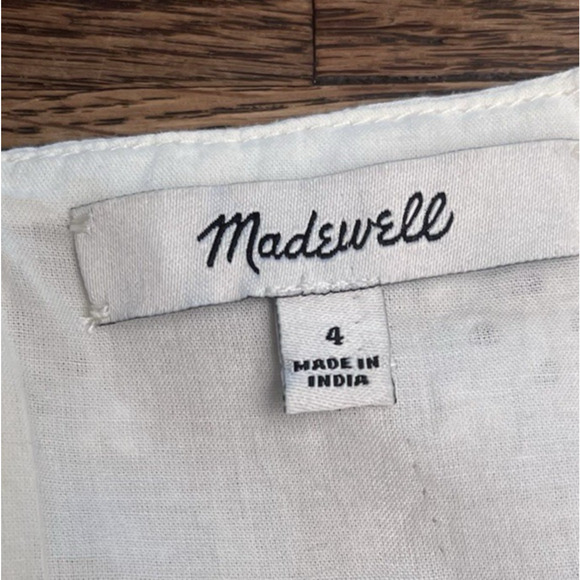 Madewell Eyelet Tie Front Midi Dress White Cotton Short Sleeve Size 4 Boho Bride - Picture 6 of 16